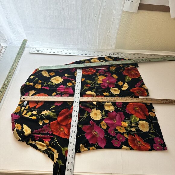 Vintage Womens Floral Print Cardigan Top Open Front Large Slinky Travel Blouse - Picture 2 of 7